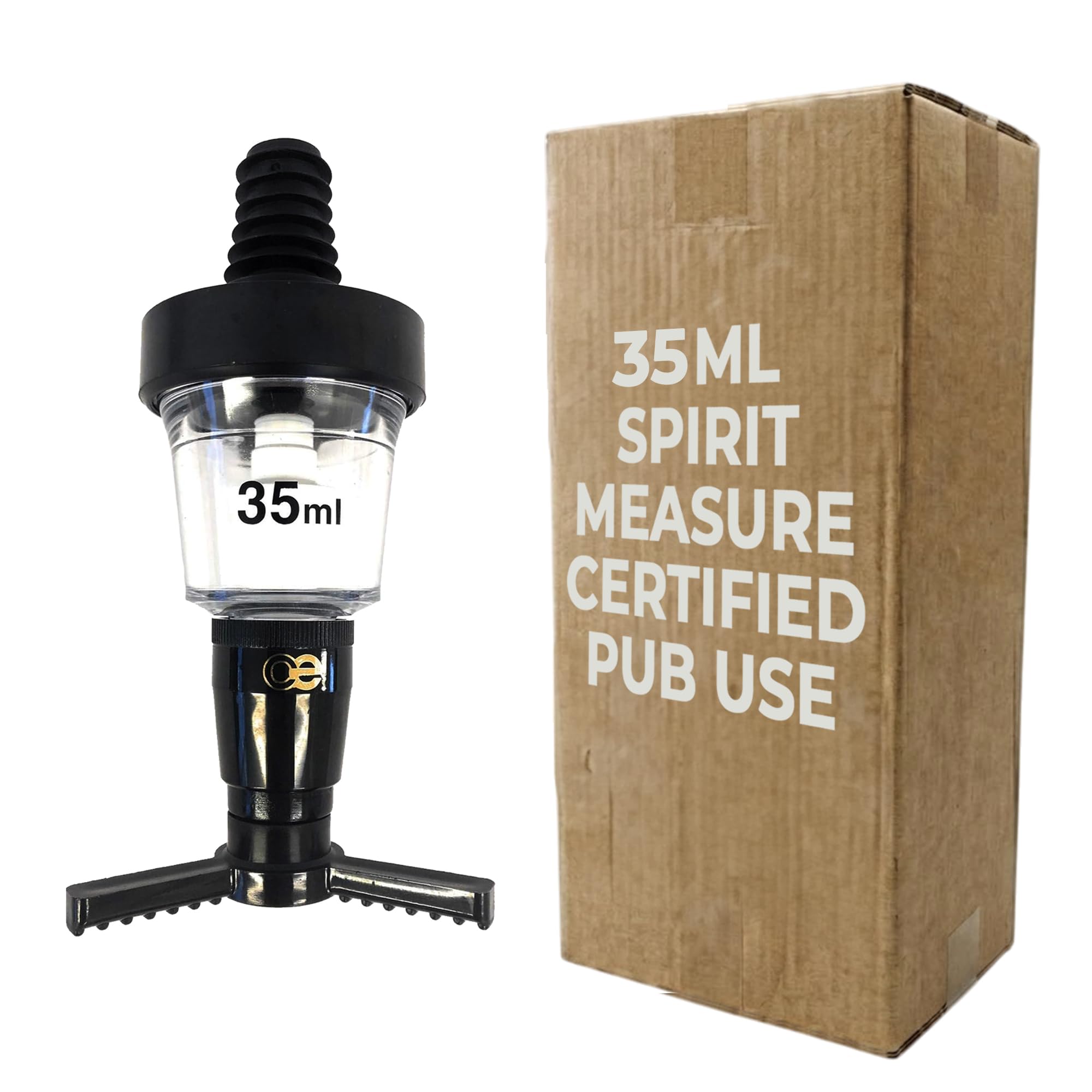 Chabrias Ltd Black 35Ml Spirit Optic Measure, Ce Government Stamped Uk Made, Professional Wall Mounted Drinks Dispenser For Pubs, Bars, Licensed & Hospitality Use, Wall Bracket Not Included