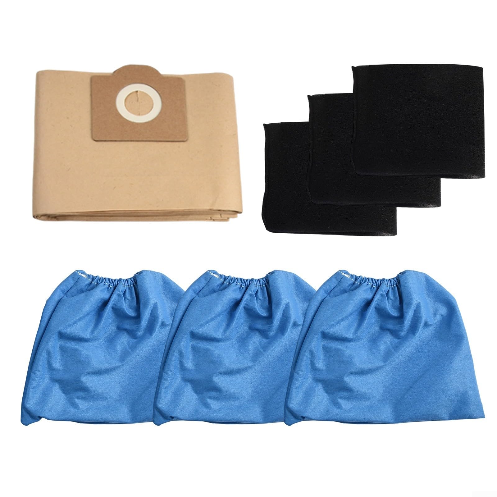 11PACK Bag Filter Set with Foam Filters and Cloth Covers for Wet And Dry Vacuum Cleaners TC-VC 1820 TC-VC 1820 SA TC-VC 1815, Replacement Parts with 5 Dust Bags, 3 Foam Filters and 3 Cloth Covers