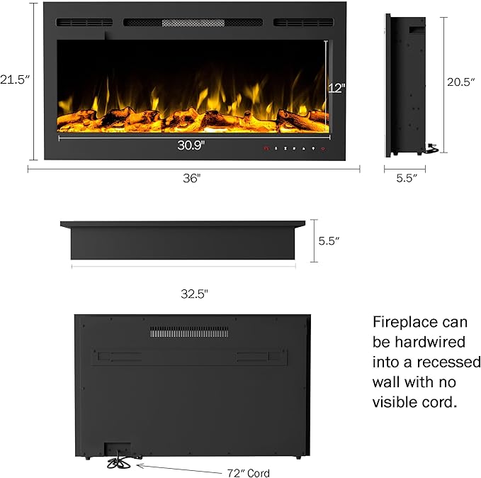 Chimenea Eléctrica Northwest 36 Pulgadas - Montaje en Pared miniatura 3