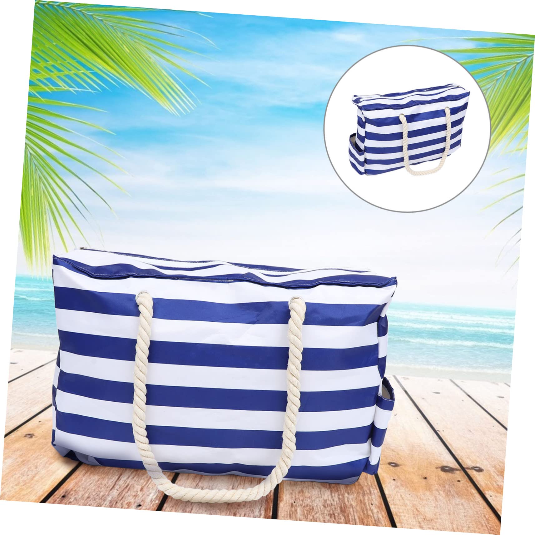 BESPORTBLE Paquet Cabas Plage Imperméable Extra Large en Toile Bleue, Pliable et Facile à Transporter pour Shopping et Voyages