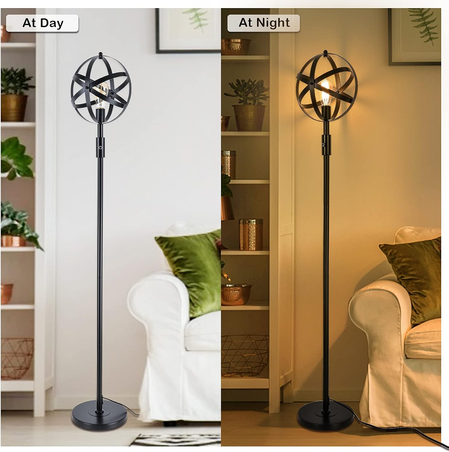 Suреr Dеаl Prоduсt Airposta Globe Industrial Floor Lamp with On/Off Dimmable Switch, Rustic Spherical Standing Lamp, 40W Retro Torchiere Floor Light for Office, Living Room, Reading, Bedroom,Tall Vintage Pole Light Flаѕh Sаlе Airposta Globe Industrial Floor Lamp with On/Off Dimmable Switch, Rustic Spherical Standing Lamp, 40W Retro Torchiere Floor Light for Office, Living Room, Reading, Bedroom,Tall Vintage Pole Light