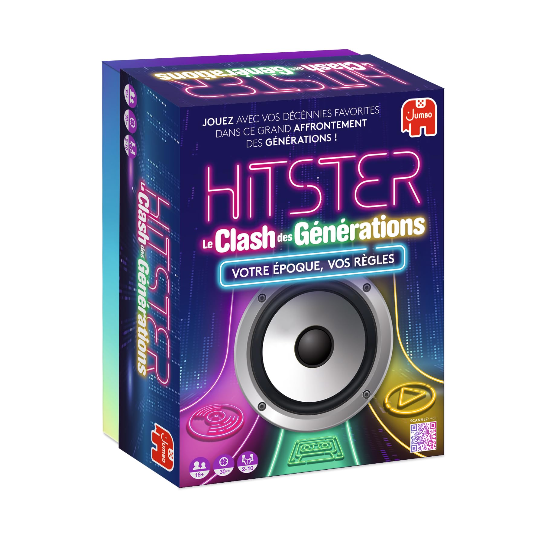 Hitster Generations Clash – The Ultimate Musical Board Game with 420+ Songs – 3 Epochs from Vinyl to Cassette to the Streaming Age – App Connected Quiz for Adults and Families (EN)