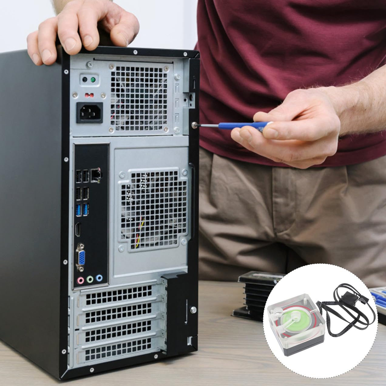 Pompa di Raffreddamento per CPU 500l/h, Acrilico Nero