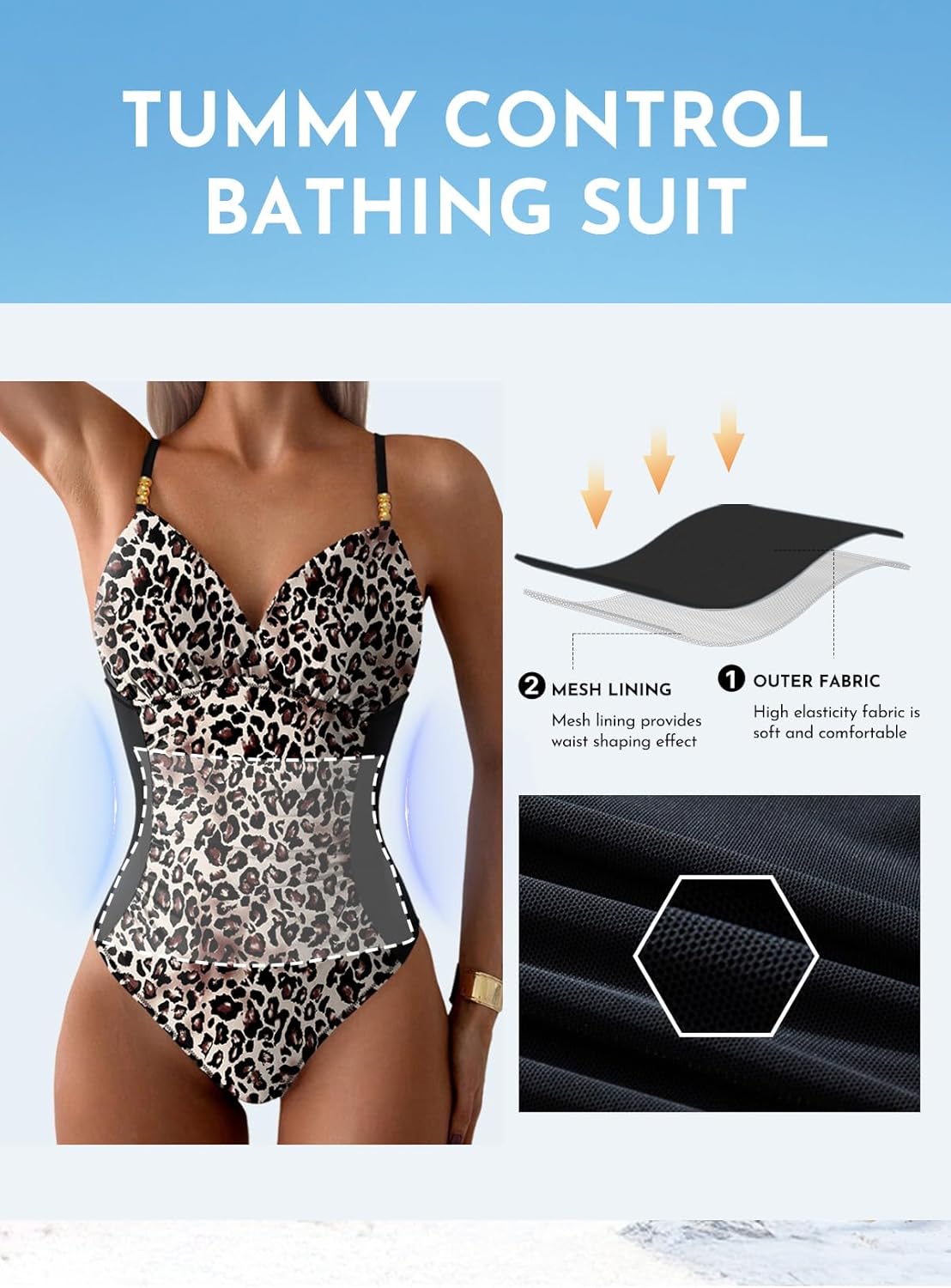 Aleumdr Women One Piece Swimsuit Tummy Control V Neck Ruched Bathing Suit Push Up Gold Metal Modest Slimming Swimwear - Image 7