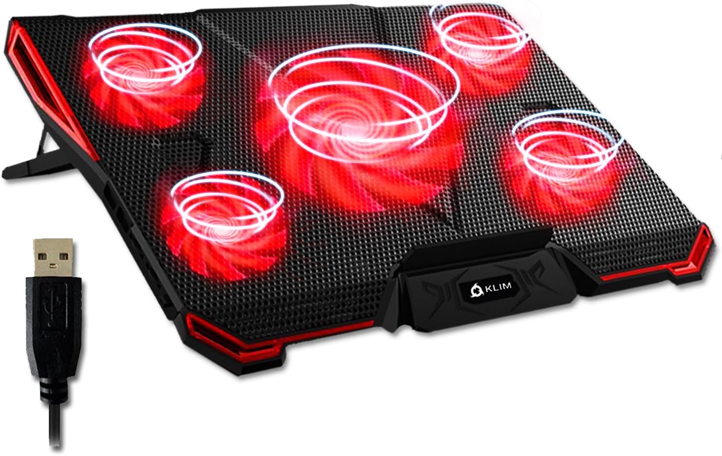 Cyclone - Laptop Cooling Pad - XL Stand With 5 Fans - Compatible with PS5 PS4 Gaming Laptop Cooling Pad (Red) - New Version]