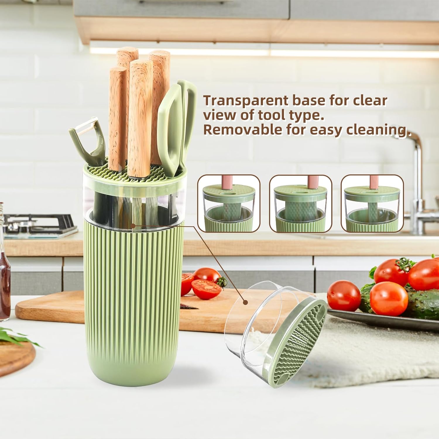 Kitchen Knife Set with Block, 7-Piece Kitchen Knife Set for Chef with Universal Knife Block, Anti-Rust Kitchen Knife Block Set, Ergonomic Design - Image 5