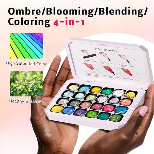 Miniatura 4 de Karroy Gel de uñas Sponge Pat Paint, gel de uñas para dibujar delineador, pintura floral, rubor degradado Aura floreciente, arte de uñas para salón