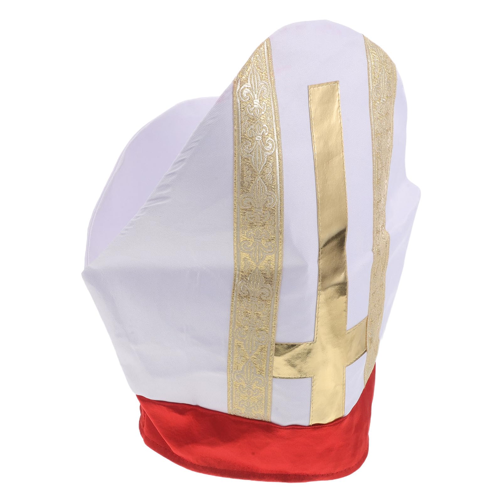 FRCOLOR Authentic Medieval Design Portable Party Costume Accessory Pope Costume Hat for Adults, Meticulously Crafted Cloth Clergy Headwear with Vintage Look for Historical Drama
