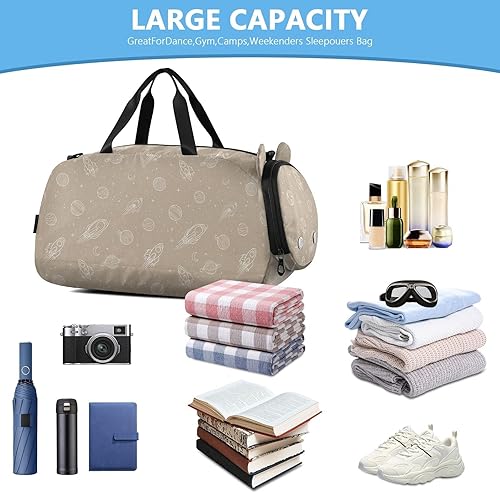 Miniatura 5 de Adventure Slate Space Brown Small Gym Bag with Shoes Compartment Large Capacity Sports Duffel Bag for Beach Swim Bags Pool Sports bolsa para hombre