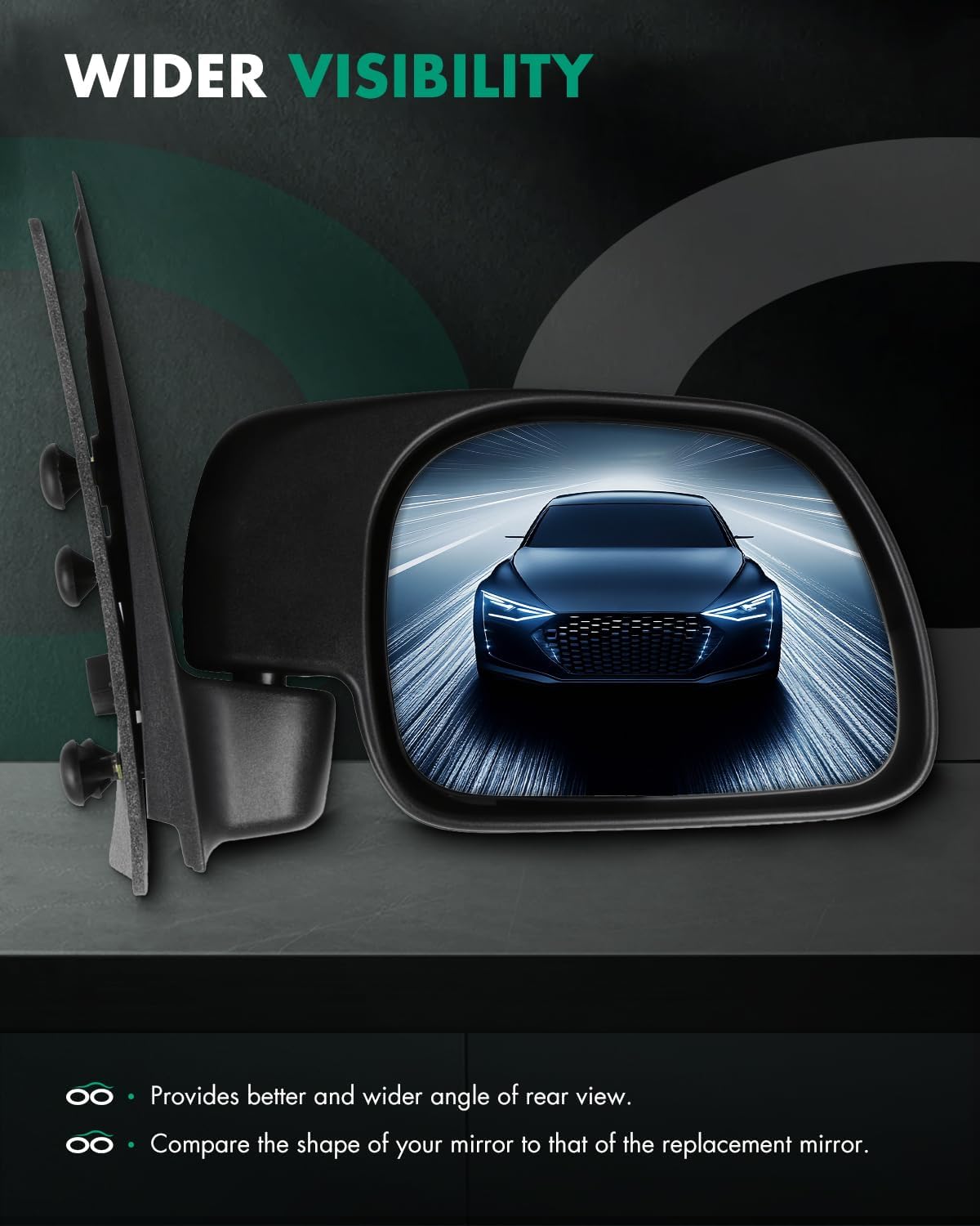 SCITOO Passenger Side View Mirror Compatible with 1999-2010 For Ford For F-250 For F-350 For F-450 Super Duty Manual Folding Heating Power Adjustment Black Right Outside Exterior Mirror