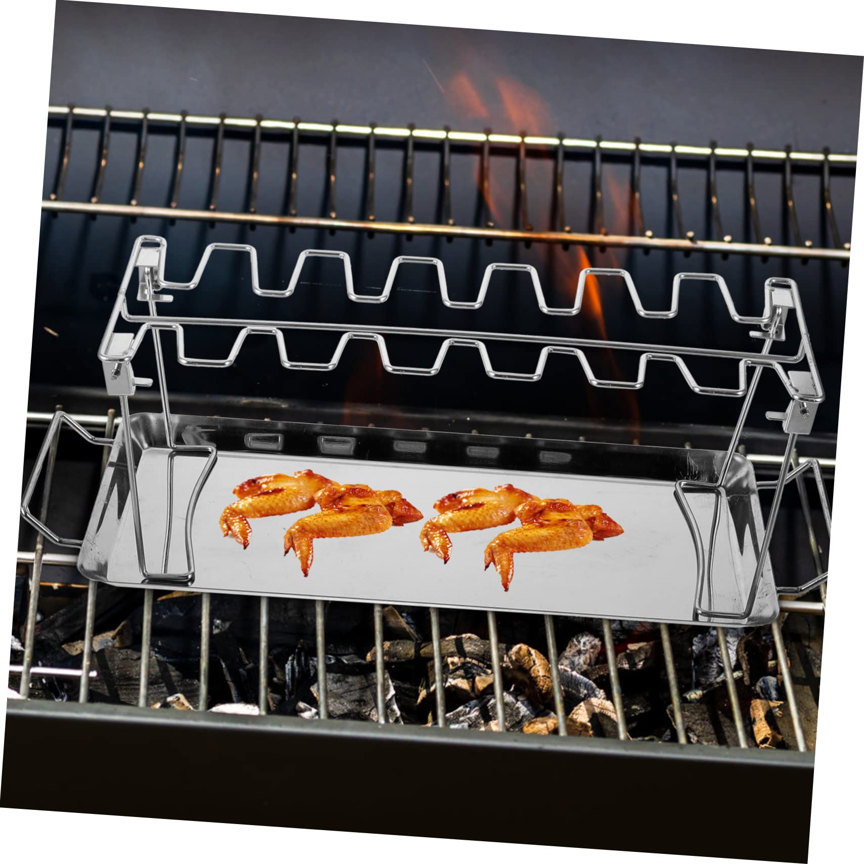 Edelstahl Grillrosthalter 1 Satz, Klappbar, Silber, für Grillbesteck | Praktische Faltkonstruktion, Leicht zu Verwenden, für Camping und Grillen im Freien