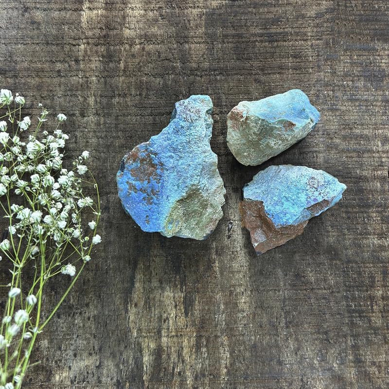 Image of Chrysocolla Raw Stone (1 Kg) | Natural Healing Crystal for Communication & Emotional Balance | Natural Stones for Meditation & Reiki | Decorative Crystals for Spiritual Home & Office Decor (3-4 Pcs)