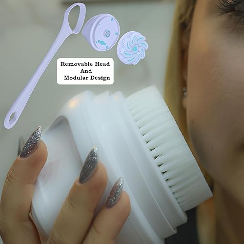 Miniatura 5 de HTS® Cepillo eléctrico 7 en 1 para el cuerpo de cuidado completo, limpiador sónico, impermeable IPX7, cepillo eléctrico de baño con mango largo para