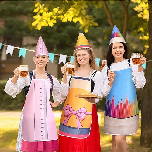 Miniatura 6 de Berlune 9 juegos de disfraces de grupo de Halloween para profesores, delantal y sombrero, divertidos disfraces de Halloween para grupo familiar