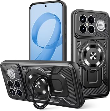 Ultra Armor Case for Xiaomi Poco F8 Ultra, Military Grade TPU+PC Shockproof Cover, with [Camera Protection] 360 Degree Ring Kickstand - Black