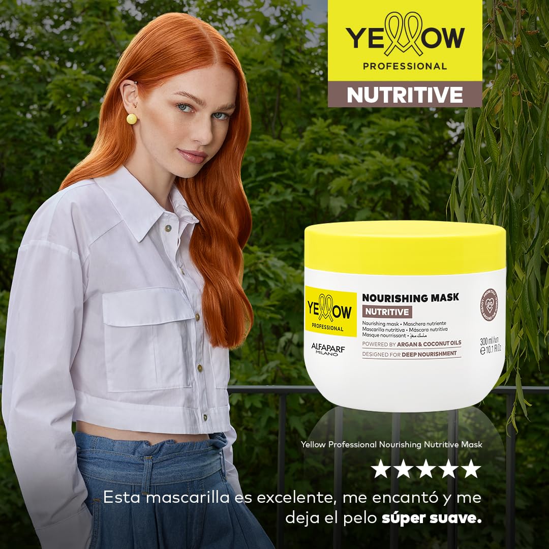 ALFAPARF MILANO Yellow Professional Nutritive Nourishing Mask for Dry Hair - Powered by Argan & Coconut Oils - Designed for Deep Nourishment