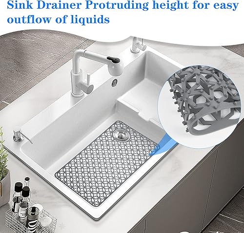 Miniatura 4 de QKVCX Protectores de fregadero para fregadero de cocina, 28.25 x 14.2 pulgadas, protectores de fregadero para cocina, tapete de drenaje de