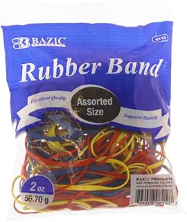 BAZIC Products Rubber Bands Assorted Sizes & Color, 2 Oz./ 56.70g, Made in USA Elastic Stretchable Bands for Bank Paper Bills Money Dollars File Folders, 1-Pack