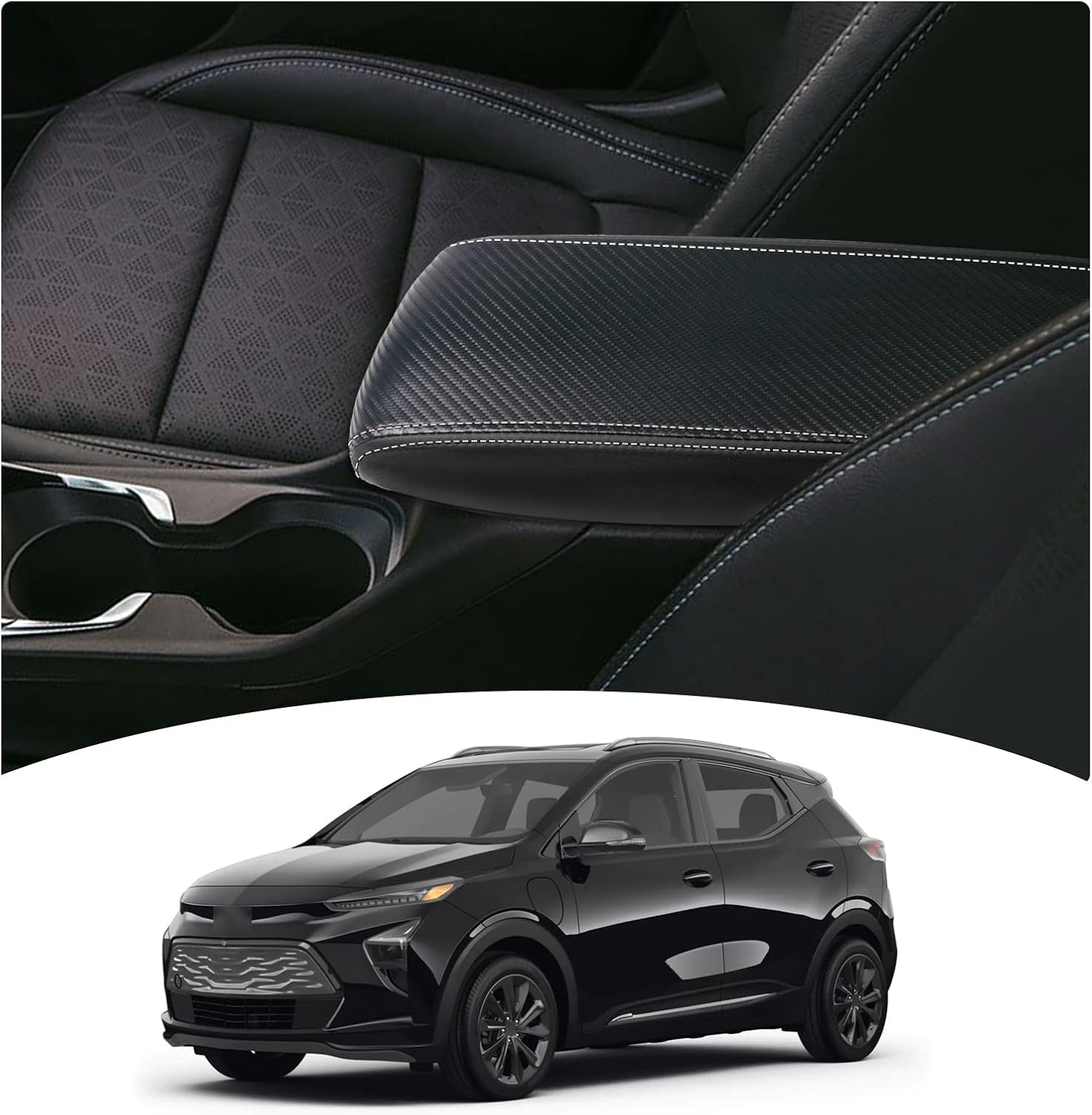 LFOTPP Central Console Armrest Box Cover Fit for 2022+ Chevrolte Bolt EV-EUV Cover Car Armrest Cover Auto Center Console Pad (Black)