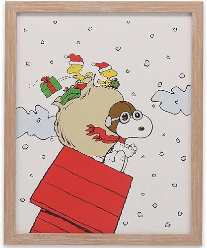 Vista 79 de Open Road Brands Peanuts Snoopy 'Tis the Season to Eat Cookies - Arte de pared de madera enmarcada - Bonita imagen de Navidad de Snoopy