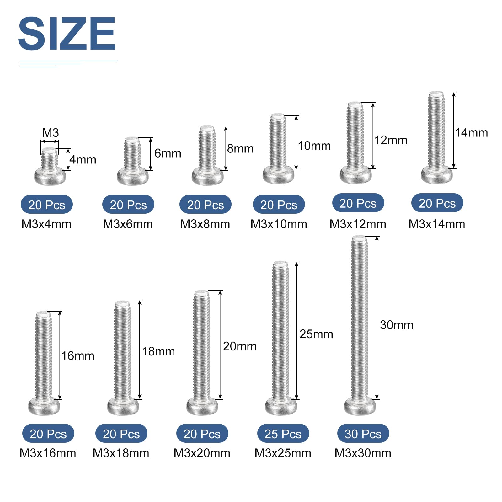 Kit Assortimento Di 1080 Pezzi M2 M3 Viti A Testa Esagonale