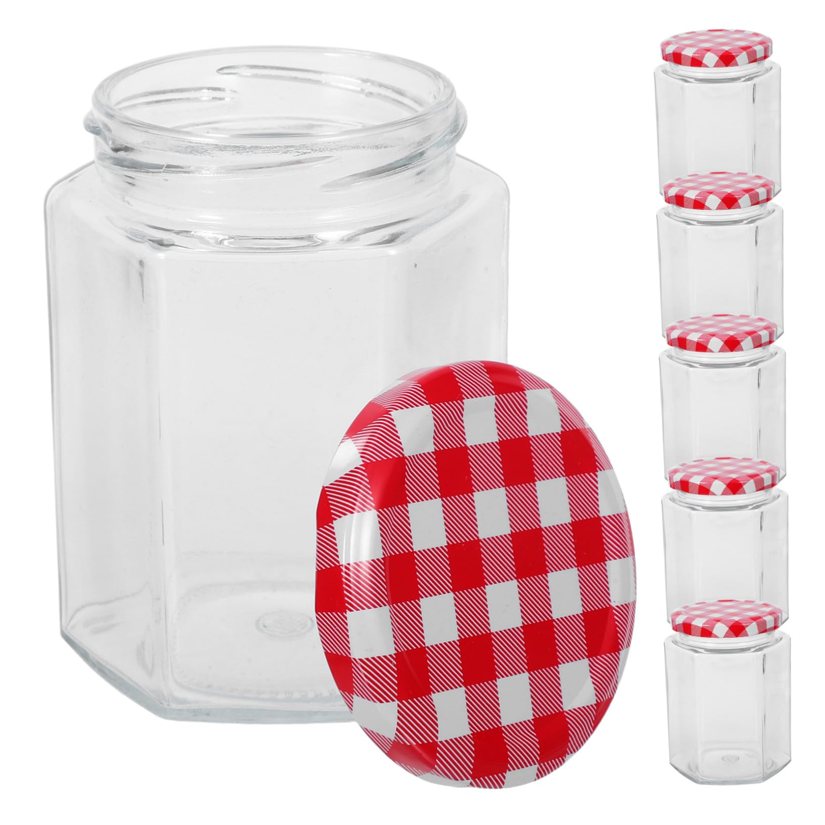 Ipetboom Barattoli di Vetro per Marmellata Esagonali 250ml con Coperchio
