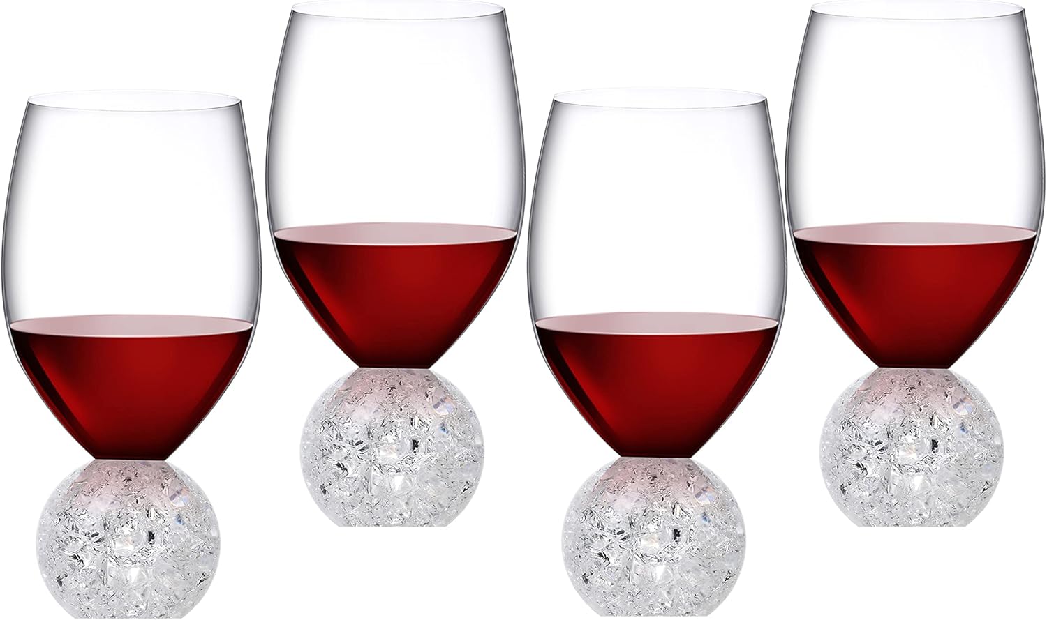 Red Wine Glasses Set of 4-16 oz Lead-Free Crystal Wine Glasses - Crystal Ball Base- Wedding, Wine Tasting, Anniversary, Party, Gift - Clear, Reuseable Glassware - Image 7