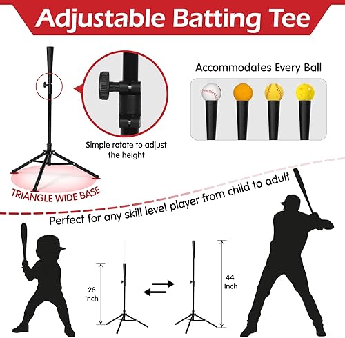 Miniatura 6 de Red de béisbol, red de lanzamiento de sóftbol de béisbol de 7 x 7 pies con sistema de recolección de pelotas grandes, red de bateo con camiseta, 2