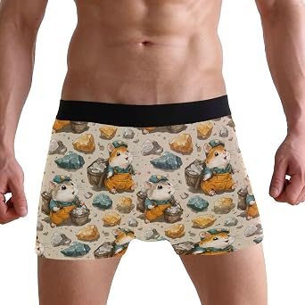 Mens Boxers Briefs Trunk Underwear Stretch Fit Built-in 3D Pouch Elastic Waistband No Fly Anti Chafe