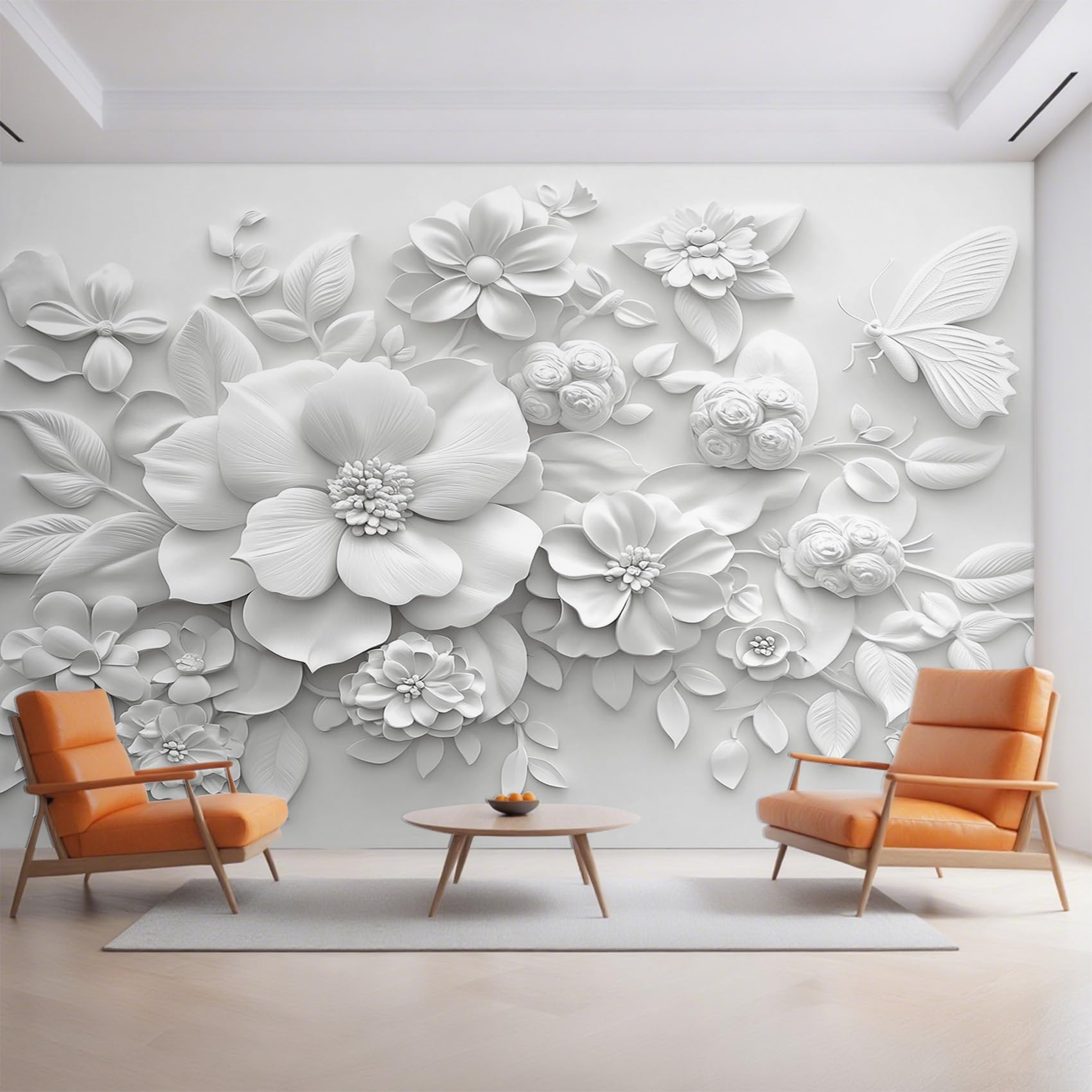 Papier peint panoramique fleurs relief solution mur terne chambre 3D