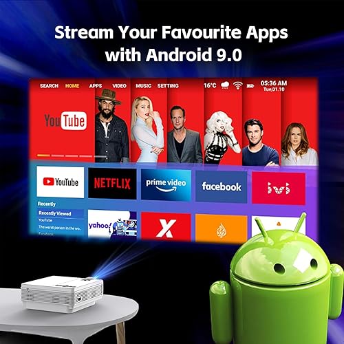 Miniatura 5 de Mini proyector con WiFi y Bluetooth, 12000L Native 1080P HD proyector 4K compatible, proyector de teléfono portátil para Android e IOS, HDMIUSBPCTV