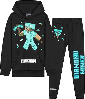 Minecraft Boys Tracksuit Set Comfy Loungewear Activewear - Gaming Gifts for Boys
