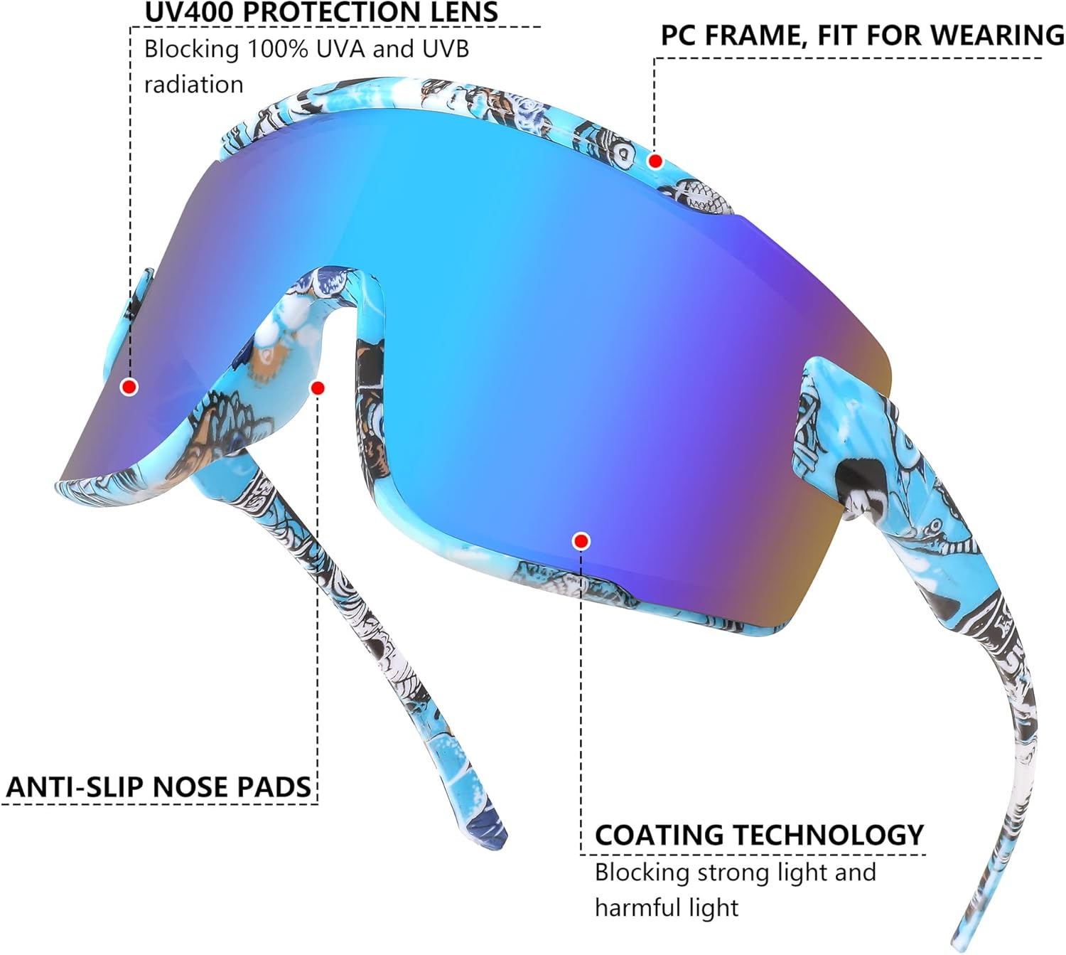 FEISEDY Cycling Glasses Men Women Sport Sunglasses 80s ski Goggles Driving Fishing Biking Sunglasses UV Protection B2944