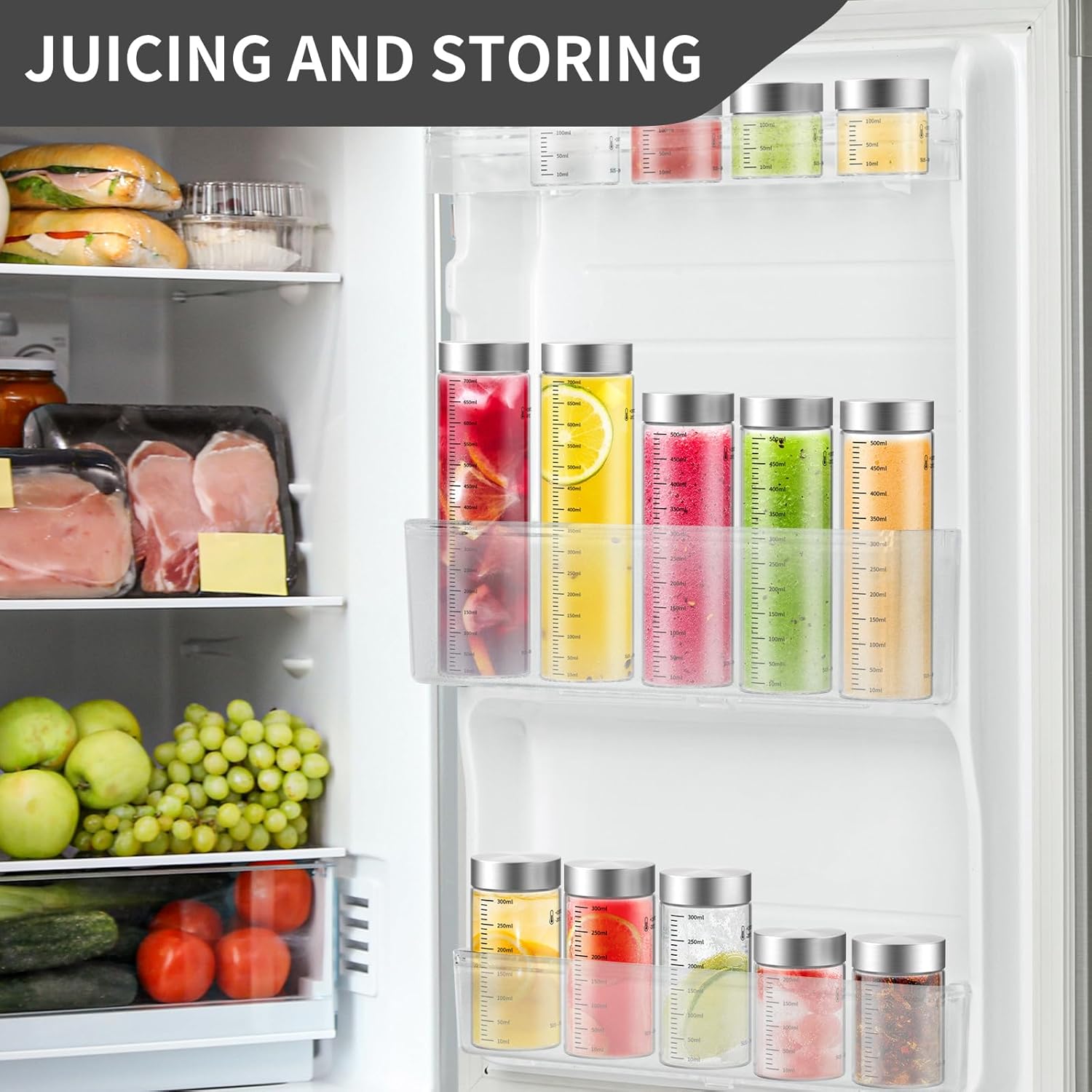 25 Oz Glass Juice Bottles, 2 Pack Glass Bottles with Lids, BPA Free, Borosilicate Glass, Leak Proof Lids for Juicing, Smoothies, Water Bottles, Food Storage, Shaker Bottles - Image 5