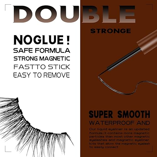 Miniatura 3 de 7C SEVENCROWN Delineador de ojos magnético marrón para pestañas magnéticas, sujeción mejorada durante todo el día, aspecto más natural, impermeable,