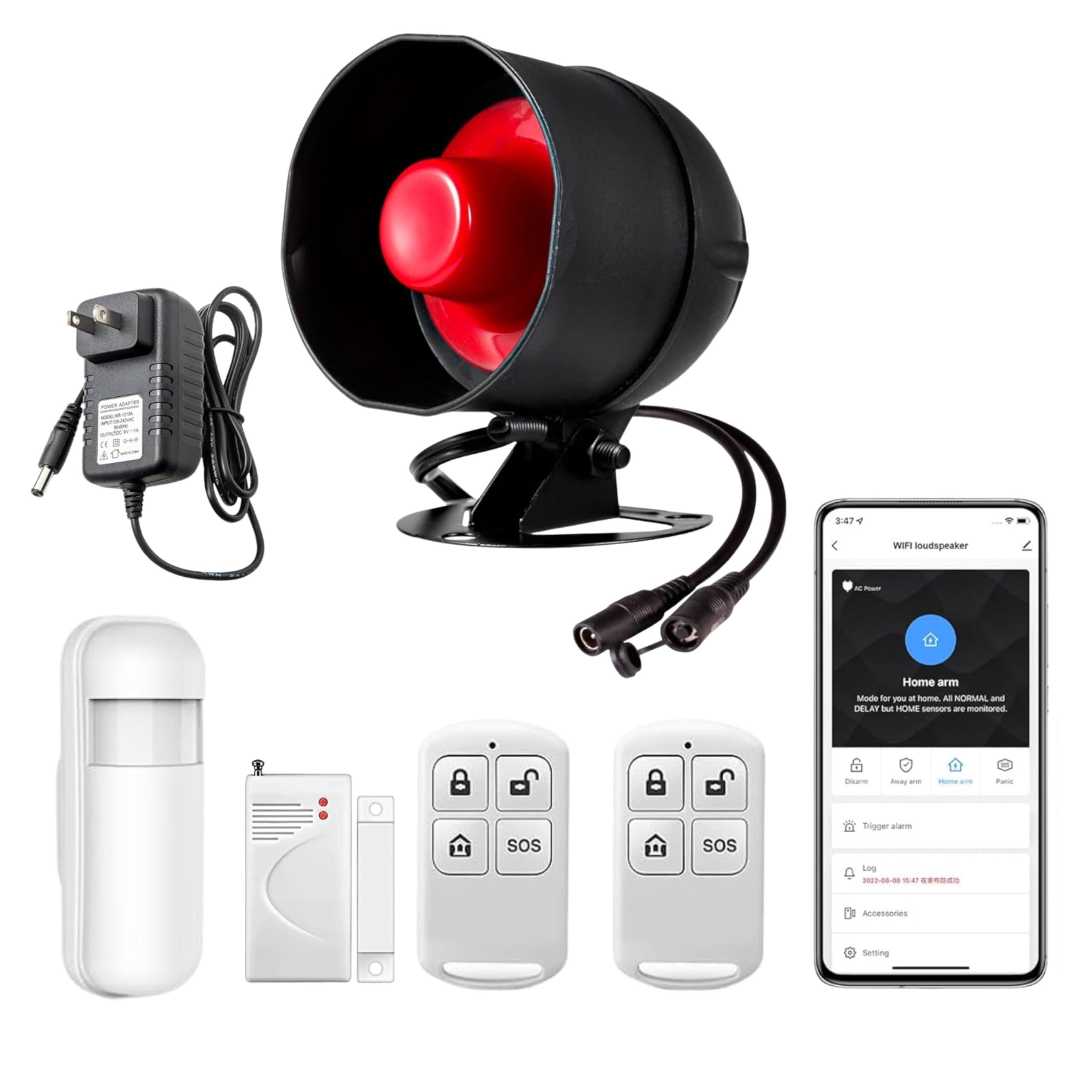 Combo-CN290 WiFi Alarm Home Security System, Wireless Alarm System with Loud 120dB Siren with 1 Motion Sensor, 1 Window Door Alarms Sensor, 2 Remote Control for Shed Garage and 1 Adapter-image-40