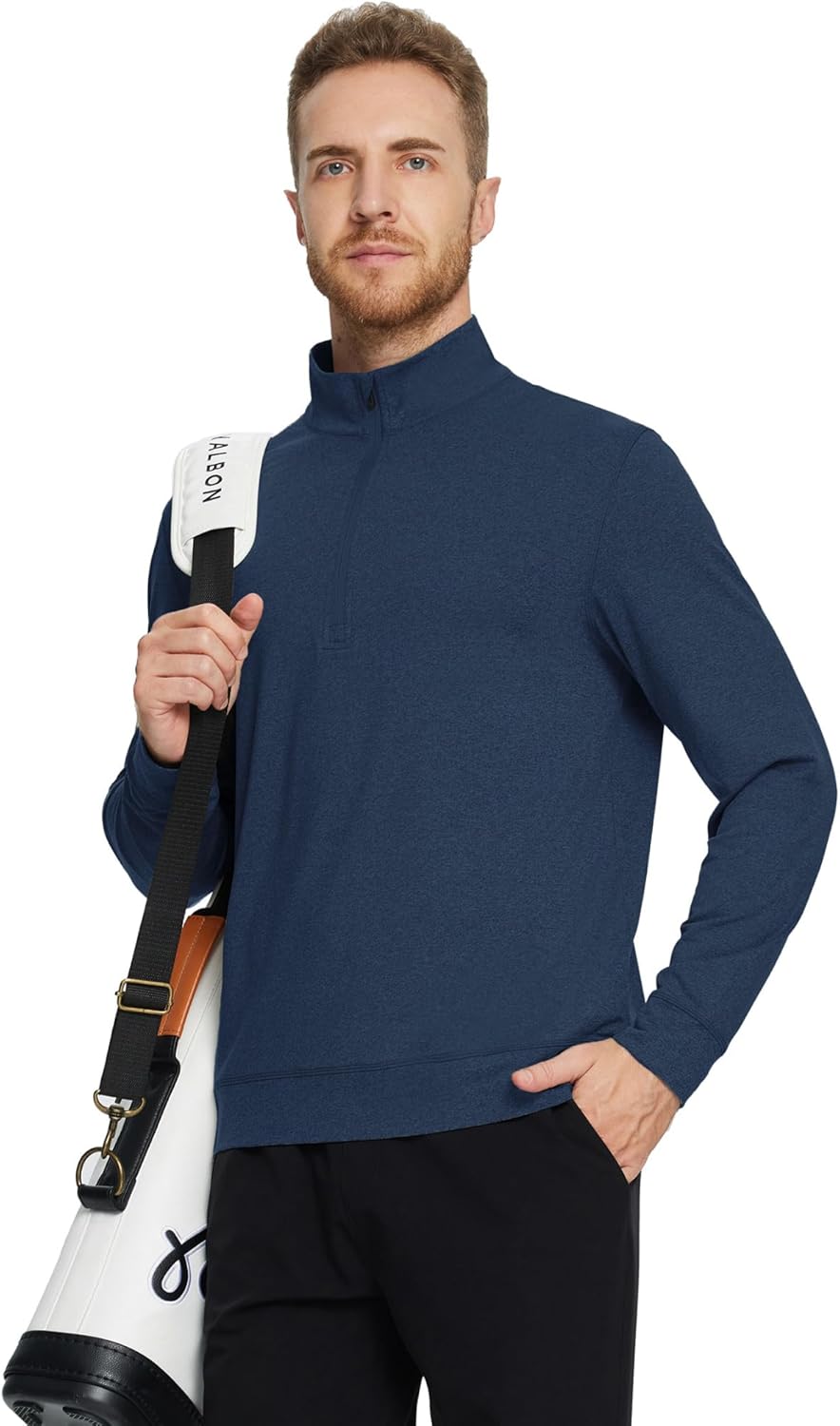 MICHEL ROUEN Quarter Zip Pullover Men Lightweight Dry Fit Mock Neck Midlayer Soft Sport 1/4 Zip Pullover Mens Heather Sweater - Image 4