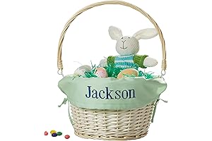 Personalized Hand-Woven Willow Easter Basket for Easter Hunts, Storage, and Decoration