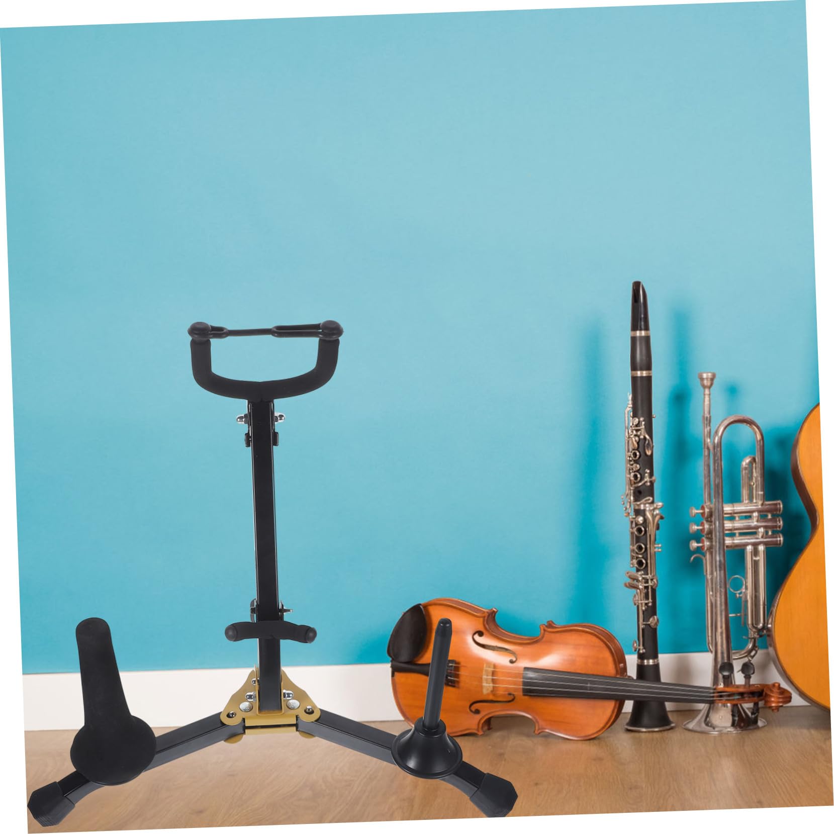 Supporto Sax Alto Nero e Pieghevole, Rack Tenore | Ferro, Schiuma e Abs, Uso su Tavolo, per Clarinetto e Collezionista di Sax