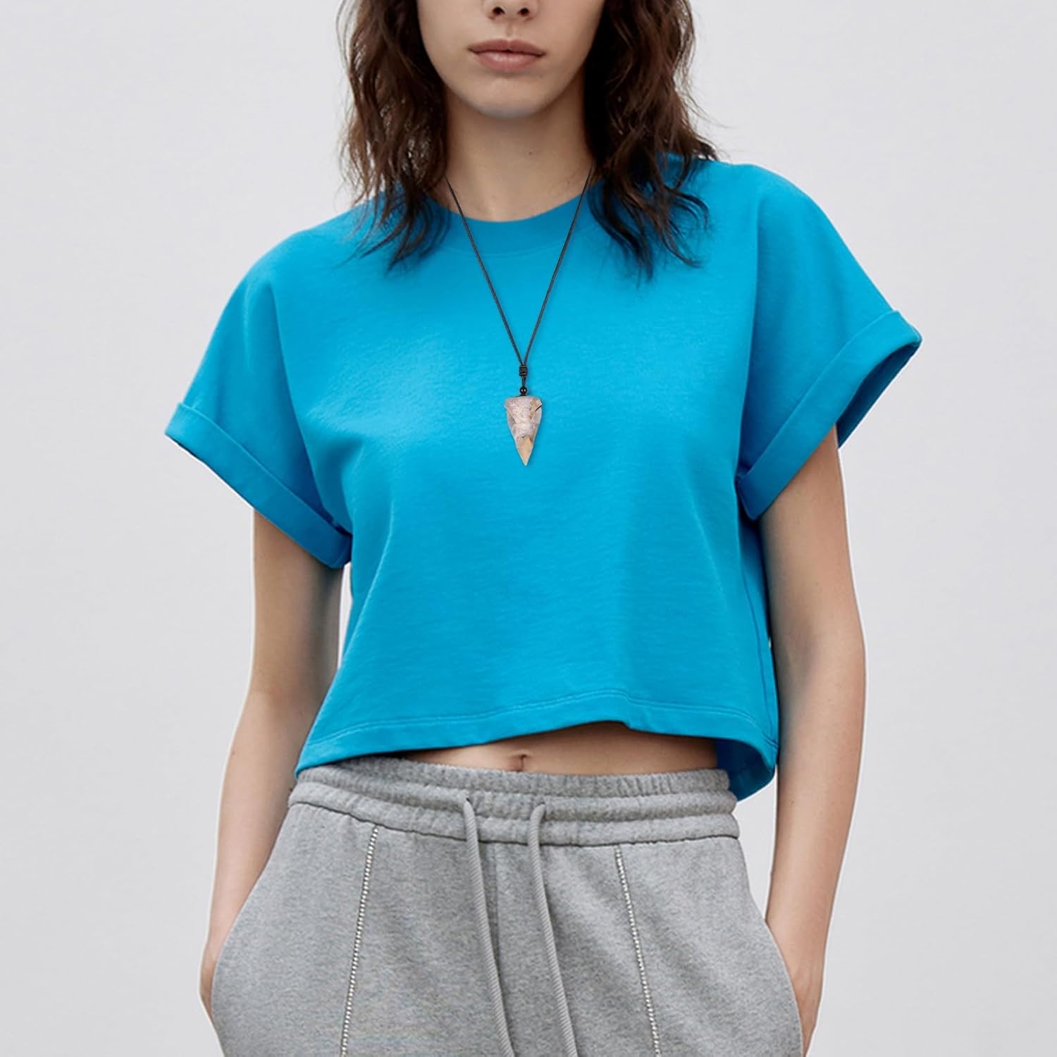 SUNYIK Raven Skull Stone Pendant Necklace for Unisex, Hand Carved Crow Head Pendant with Adjustable Black Cord - Image 5