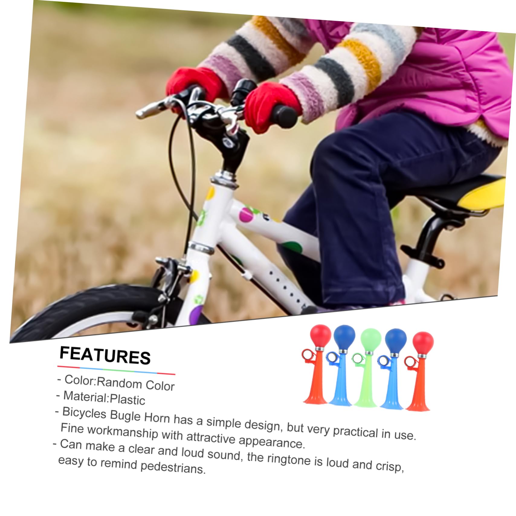 HANABASS Klaxon De Vélo Garçon Fille Klaxon Portable Et Puissant pour Sécurité Routière Accessoire De Cyclisme Plastique Couleurs Aléatoires