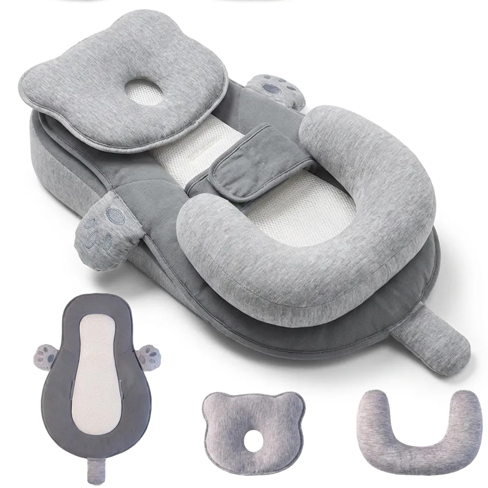 Plan Incliné Bébé 10° Certifié EN71 - Support Ergonomique avec Coussinet Silicone - Design 3-en-1 Déhoussable et Lavable - Cale Bébé pour Repos et Éveil 0-12 Mois