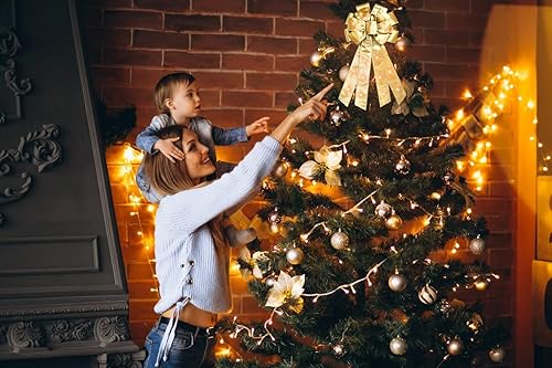 Miniatura 40 de Hying Lazos LED grandes de Navidad para corona, lazo de corona de Navidad con luces LED, lazos para decoración de árbol de vacaciones de invierno