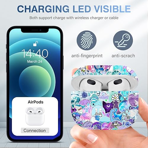 Vista 170 de Maxjoy for AirPods 2nd Generation Case, Unique Design Hard Protective Shockproof Airpods Case Cover with Keychain Compatible with Apple AirPods Sea