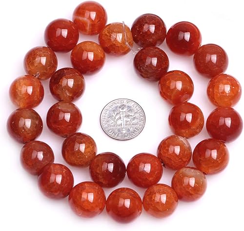 Miniatura 4 de GEM-Inside - Cuentas sueltas de ágata amarilla agrietada, cuentas de energía natural para hacer joyas, redondas, de 0.551 in, facetadas de 15