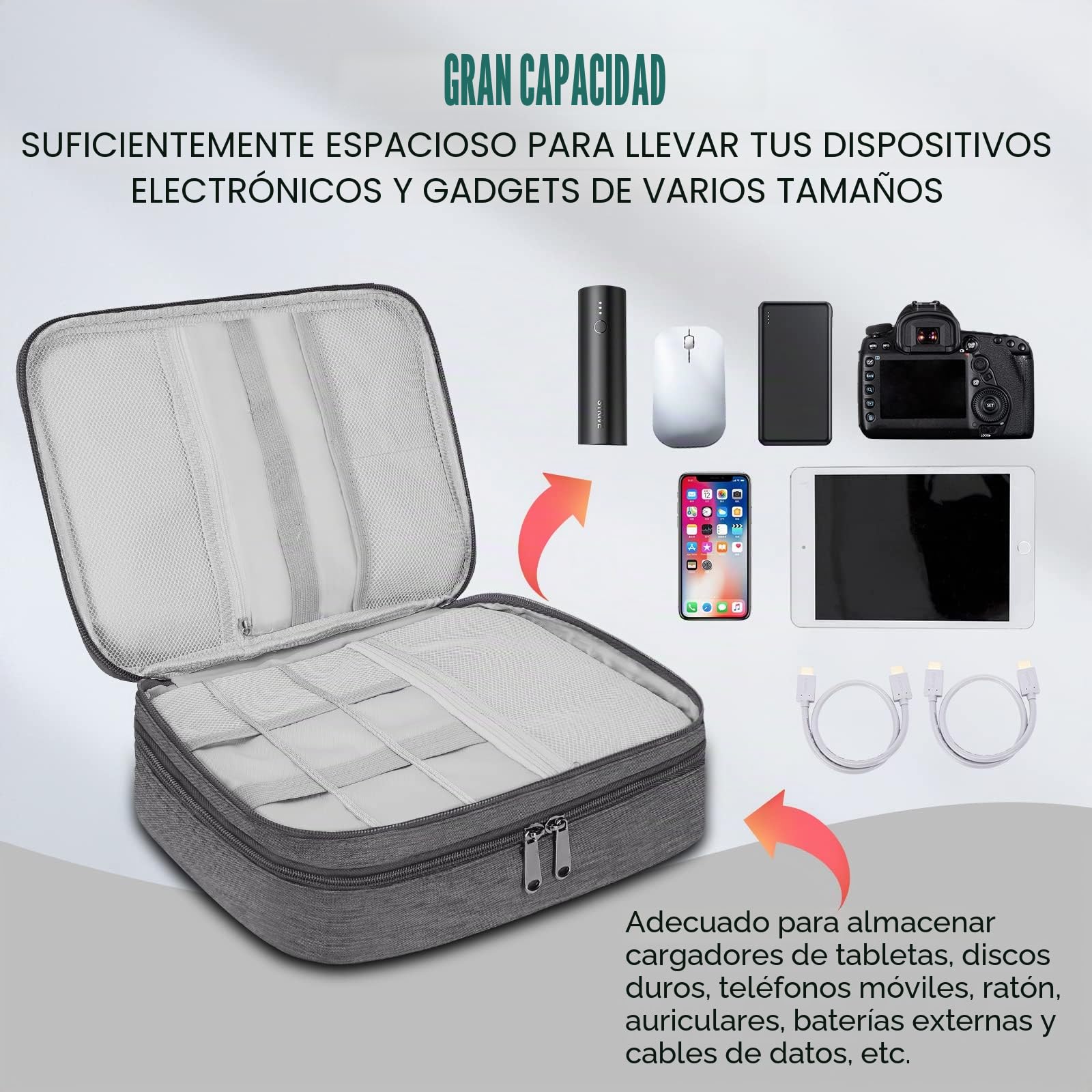 Organizador electrónico Universal de Viaje, Organizador de Cables electrónicos, Bolsa de Accesorios para Cable, Cargador, teléfono, USB, Tarjeta SD, 1 Paquete