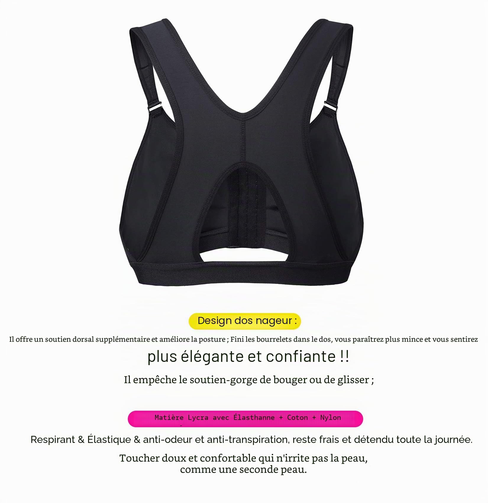 YIANNA Femme Soutien Gorge Post Operatoire Sport Fermeture Devant sans Armature Brassiere Yoga