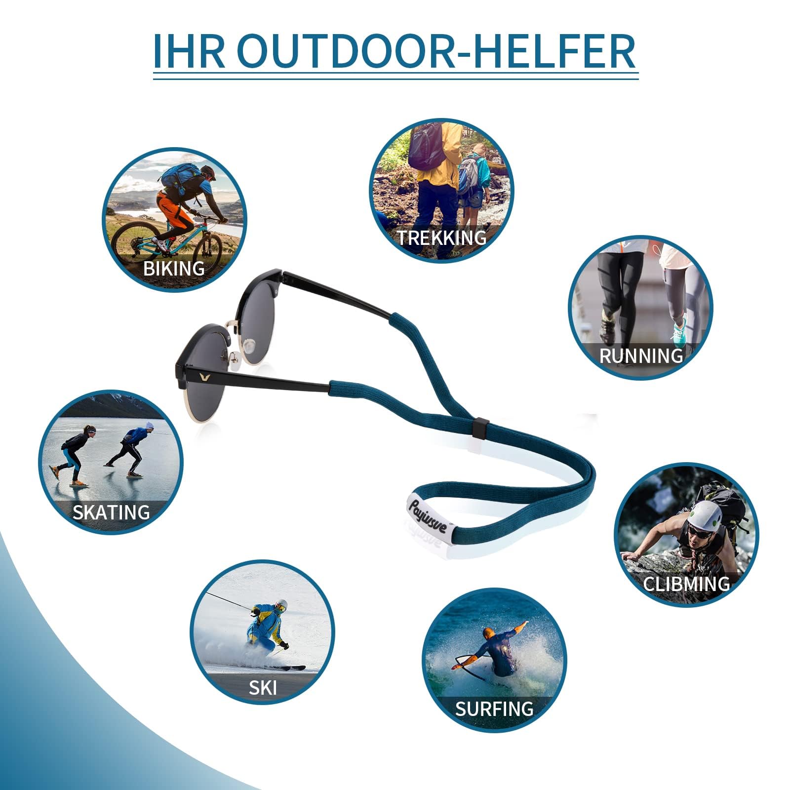 Sportbrillenband | Brillenband für Sportbrillen und Sonnenbrillen | Brille Sportband & fester Halter aus Stoff(2 Stück)
