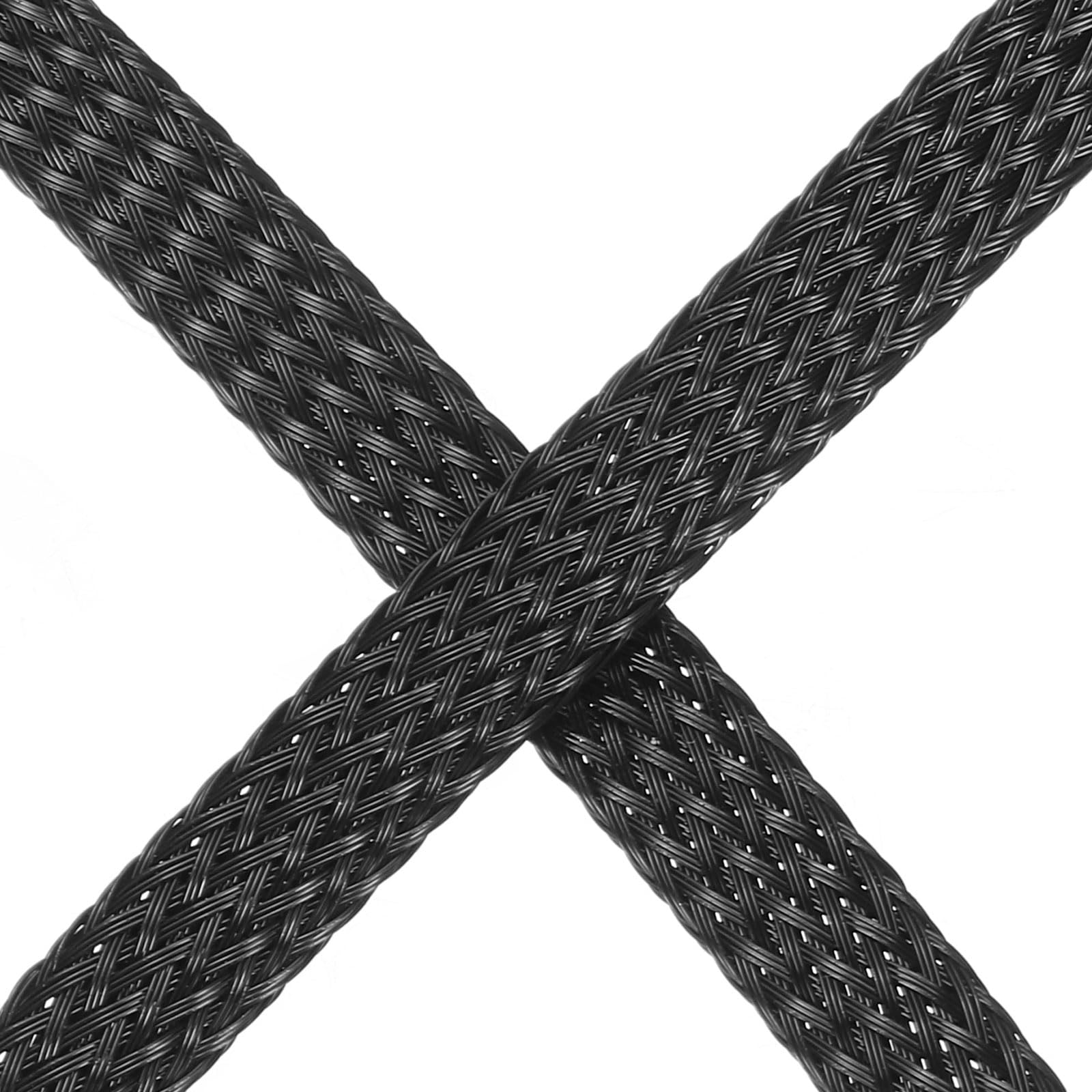 UXCell Cable Sleeving, 1/4 inch - 100ft PET Braided Cable Sleeve, Expandable for TV/Computer/Home Theater/Other Devices - Black - Image 4