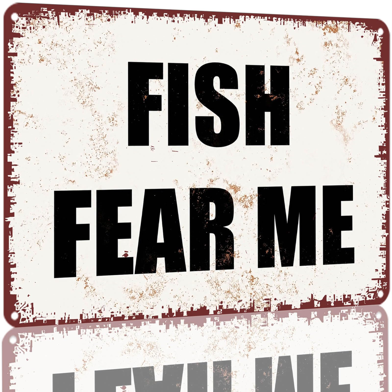 Kwqdozf As Pic Vintage Fish Fear Me Aluminum Metal Tin Sign 8X12 Inch Retro Rustic Wall Ar